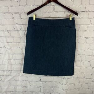 Halogen Blue Pencil Skirt dark wash light weight denim/chambray sz 10